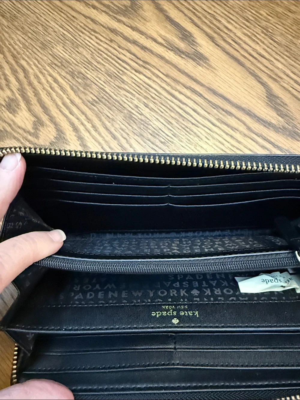 kate spade Black Zip Wallet with Gold Hardware